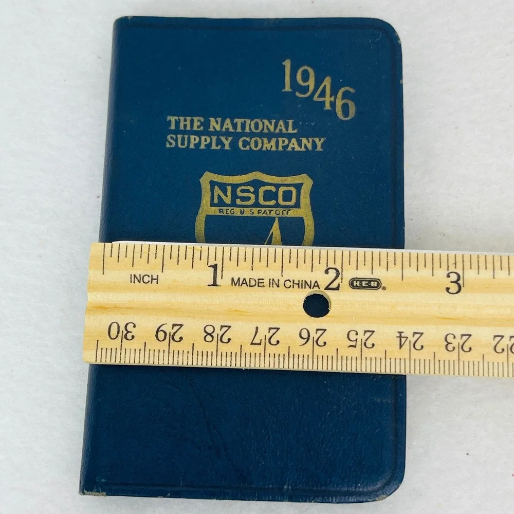 Vintage 1946 The National Supply Company NSCO Pocket Planner Calendar Blue Gold